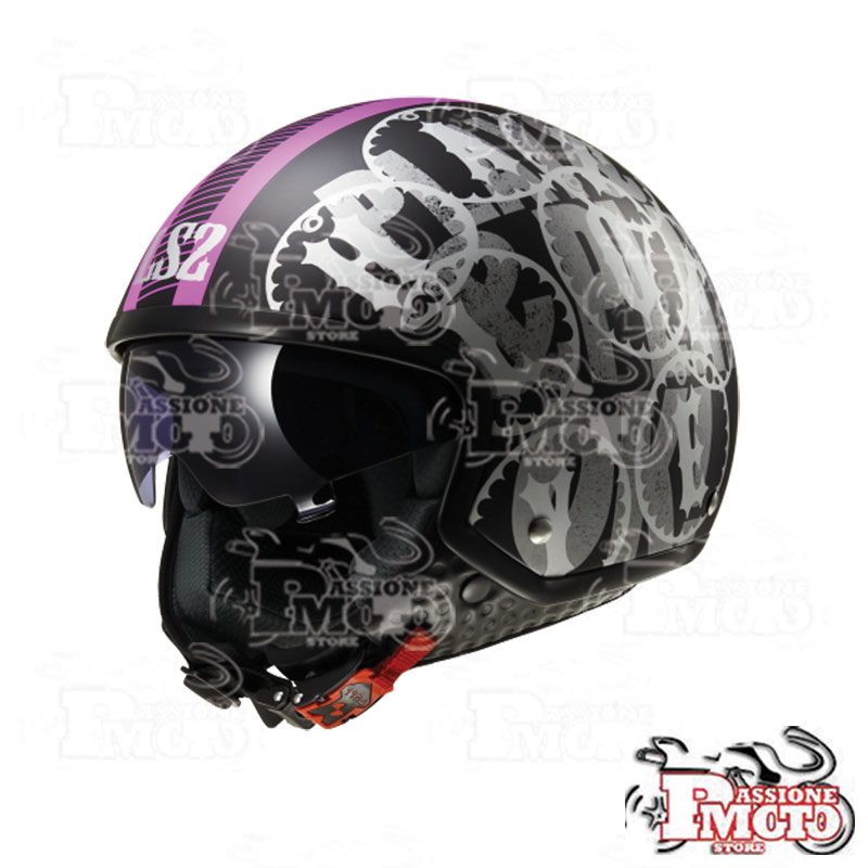 Casco Jet LS2 OF561 Wave Duo Matt Black/Pink